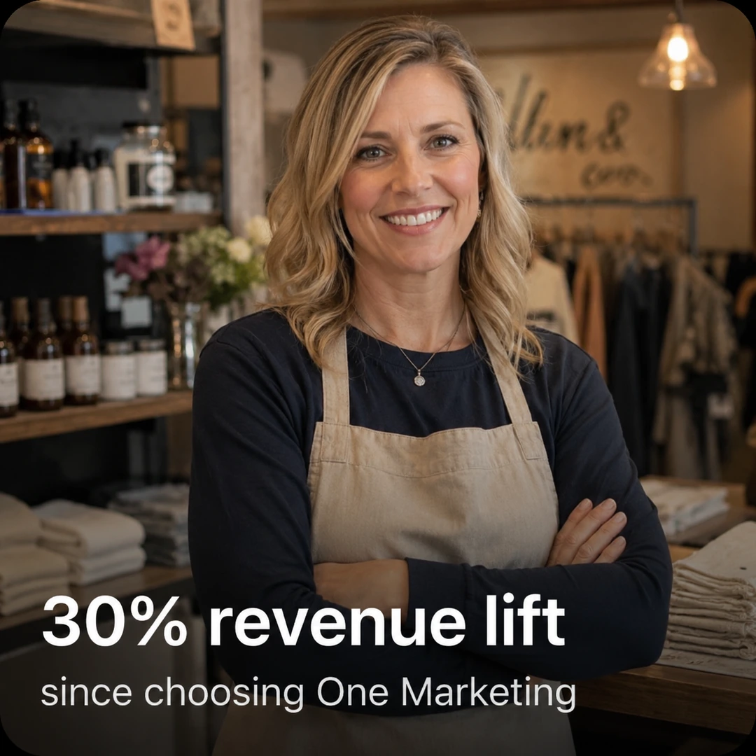Smiling woman standing inside a boutique store