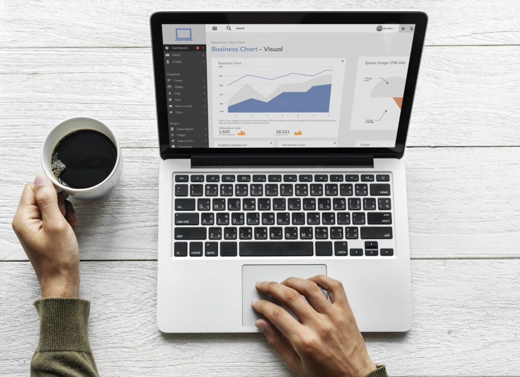 Business insights and local SEO analytics displayed on a laptop screen
